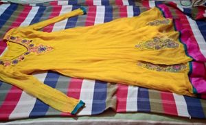 Yellow Embroidered anarkali suit