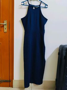 Navy Halter Midi Dress