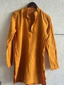 New Kurti Set -Musturd With Red Cotton Pant