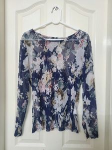 Floral Print Party Top With Full Sleeves