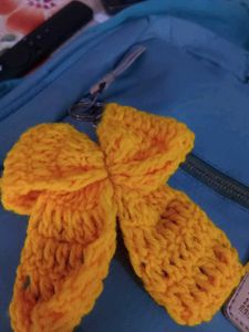 Crochet Bow Keychain - Yellow