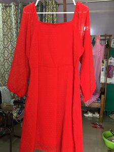 Red Long Sleeve Mini Dress