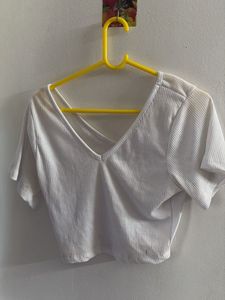 White v Neck Top For Girls