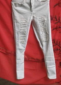Ripped White High-Waisted Jeans