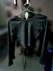 Black Backless Tie Top