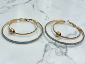 Gold Tone Double Hoop Earrings