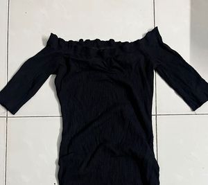 Black Off-Shoulder Midi Dress