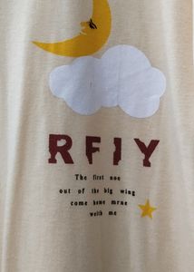 New Front Print Beige T Shirt