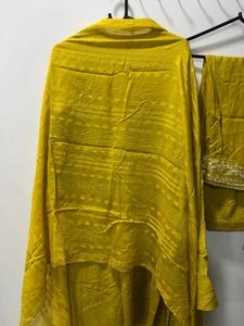 Mustard Embroidered Pant Suit Set