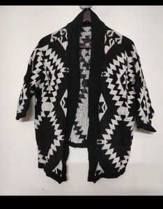 Tribal Print Open Front Cardigan