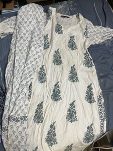 WHITE PRINTED KURTA SET
