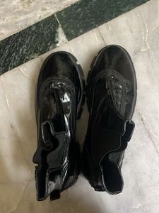 Black Patent Leather Ankle Boots