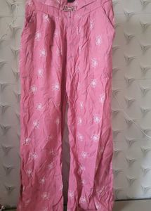 Pink Floral Print Pants