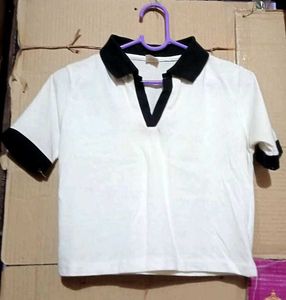 White Polo T-Shirt Top