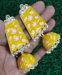 Yellow Jhumka Earrings