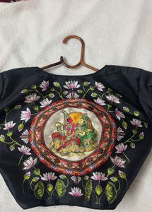 Black Lotus Print Blouse