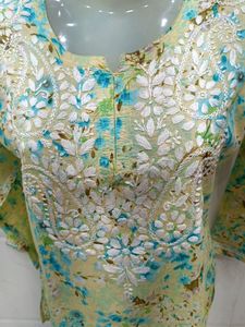 Lakhnavi Hand Embroidery Short Kurti
