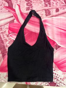 Black Halter Neck Crop Top