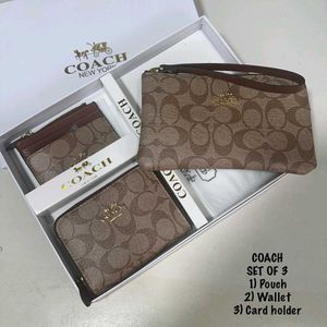 COACH GIFT SET OF 3 WALLET,POUCH &amp; CARD HOLDER