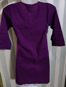 Pure Cotton Dark Mauve Short Kurta