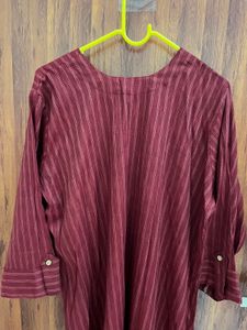 Maroon Striped Kurta