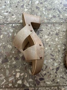 Nude &amp; Gold Slide Sandals