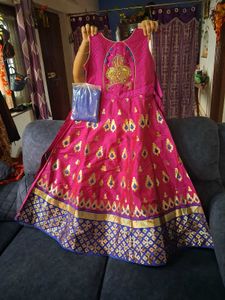 Pink & Gold Embroidered Girls Dress