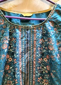 Aurelia Teal Floral Print Tunic Kurti.Size 46.