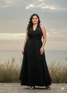 Elegant Black Halter Maxi Dress