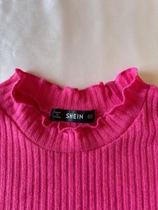 Shein Barbie Pink Ribbed Top