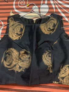 Golden Ethnic Skirt With Black Crop Top