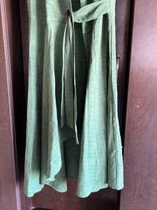 Open Green Sleeveless Jacket Dress With Belt A