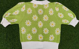 New Daisy Print Knit Cardigan