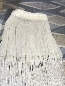 White Fringed Embellishment Fabric