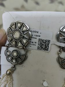 Oxidised Silver Mirror Long Earrings