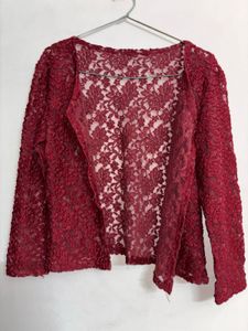 Burgundy Lace Cardigan