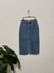 Zara Front Slit Denim Skirt