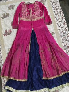 Pink &amp; Navy Anarkali Dress