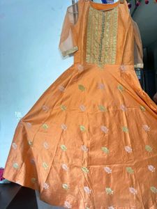 Elegant Orange Anarkali Kurta Set