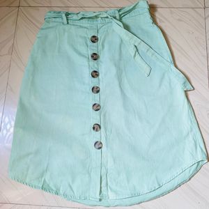 Mint Green Button-Down A-Line Skirt