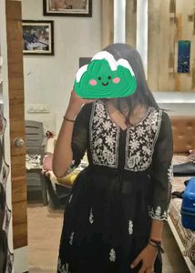 Black Embroidered Paisley Dress