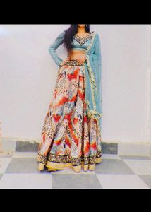 Holi Offer🎉Multi Tiger Print Lehenga Choli
