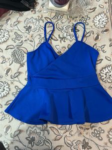 Boohoo Blue Peplum Cami Top