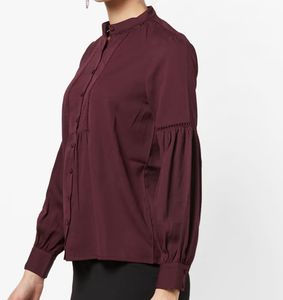 Band Collar Shirt With Ladder Lace