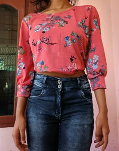 Max Coral Printed Top