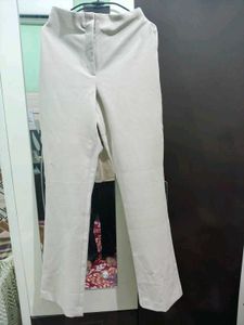 Beige High-Waisted Trousers