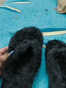 New Fuzzy Black Slippers