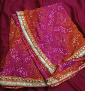 Bandhani Saree with Embellished Blouse
