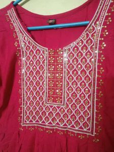 Rose Pink/Rani Color Festive Kurti