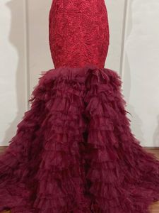 Deep Red Ruffled mermaid Gown